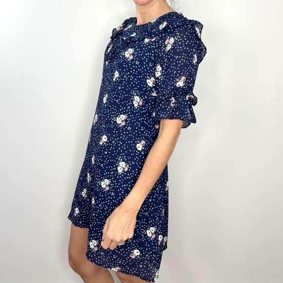Angeleye London Blue Floral Ruffle Mini Dress 6 - Picture 3 of 11